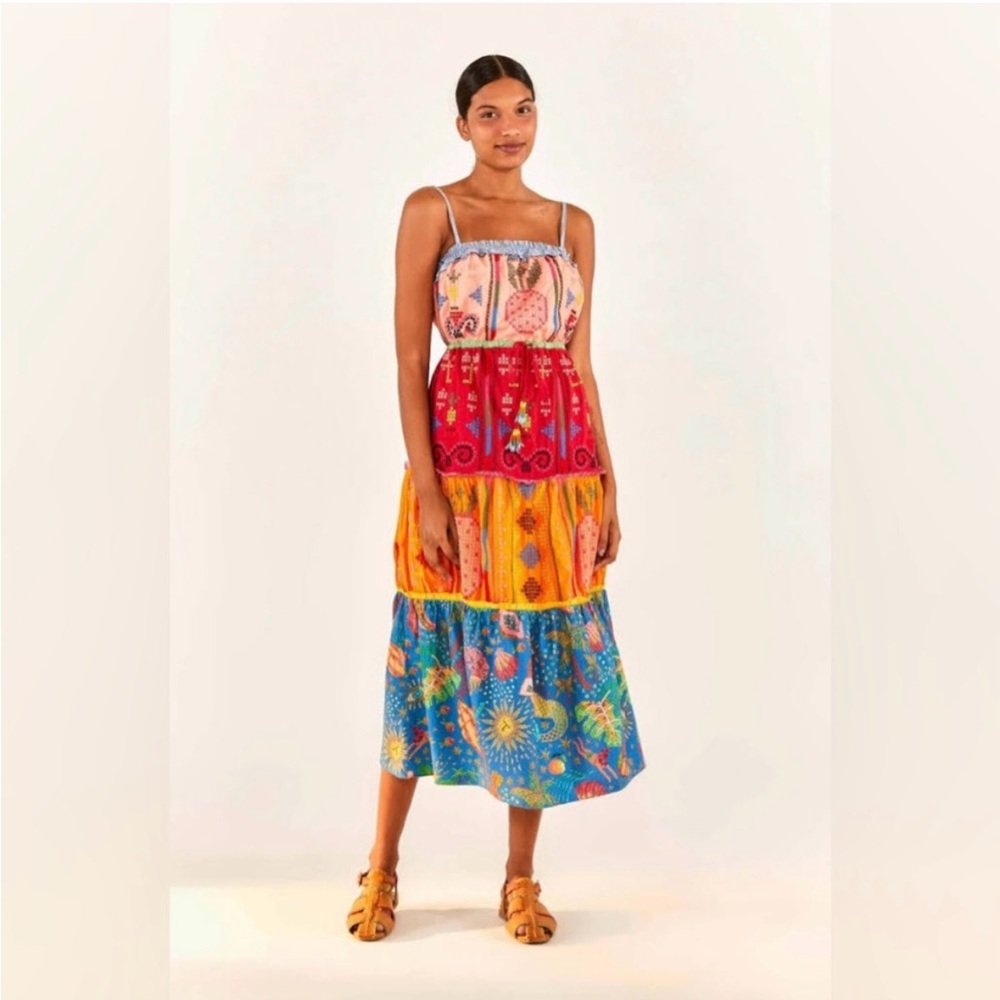 Farm Rio Colorful dress with drawstring waist and pockets